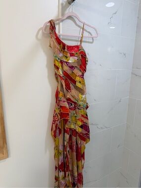 RARE INCREDIBLE NWT CULT GAIA Floral Ruffle Silk Mesh Handcrafted Whitney Gown